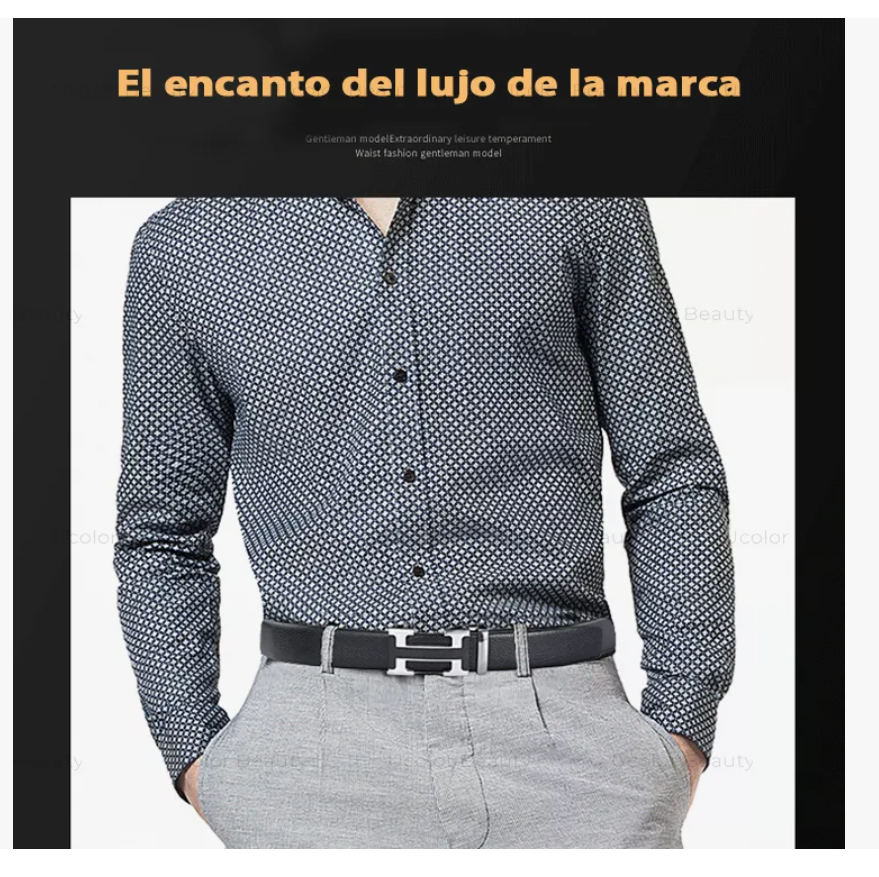 Foto 5 | Cinto Negro De Elegante Cuero Hombre, Hebilla Automática