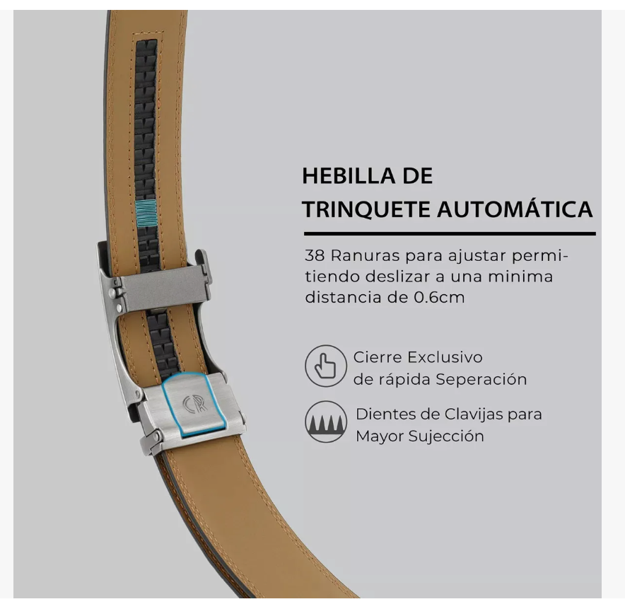 Foto 4 pulgar | Cinto Negro De Elegante Cuero P/hombre C/hebilla Automática
