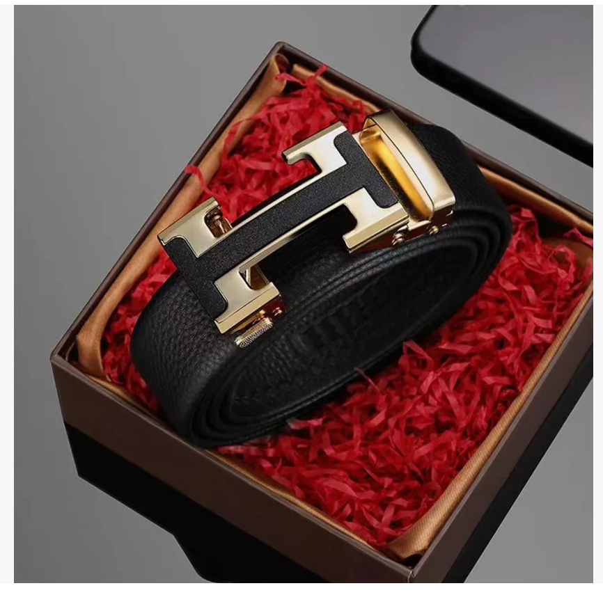 Foto 5 pulgar | Cinto De Cuero P/hombre C/hebilla Automática Regalo Elegante