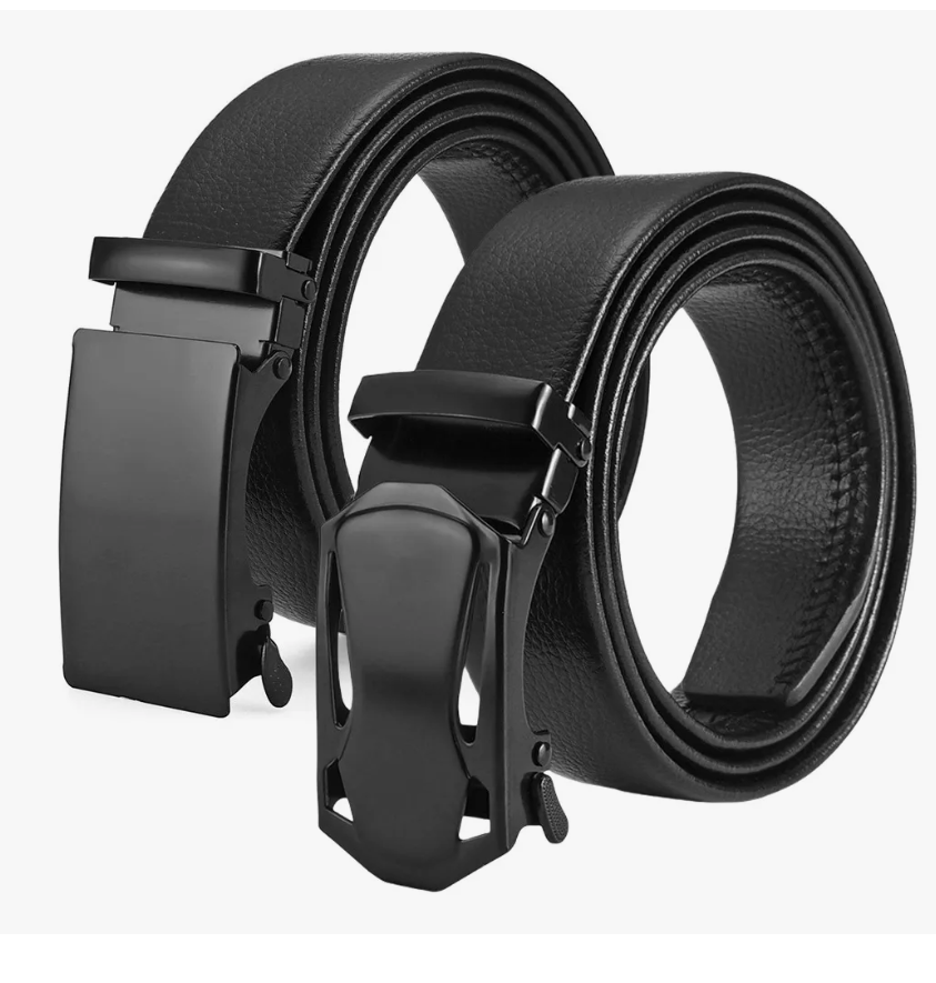 Foto 2 pulgar | Cinturon Negro Hombre Elegante Cuero Hebilla Automática 2pz