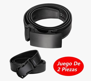 Foto 2 | Cinturon Negro Hombre Elegante Cuero Hebilla Automática 2pz