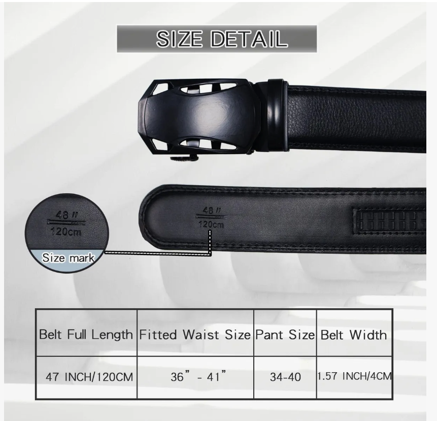 Foto 6 pulgar | Cinturon Negro Hombre Elegante Cuero Hebilla Automática 2pz