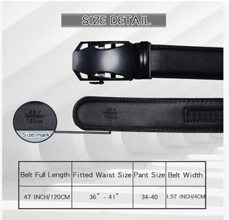 Foto 5 | Cinturon Negro Hombre Elegante Cuero Hebilla Automática 2pz