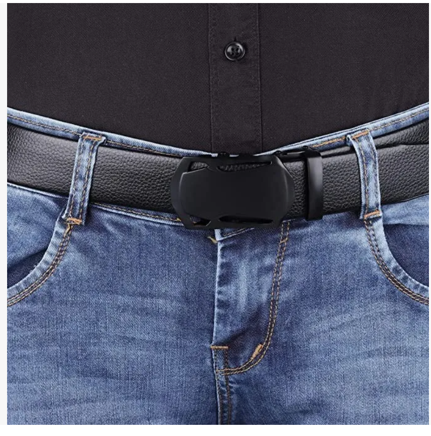 Foto 7 pulgar | Cinturon Negro Hombre Elegante Cuero Hebilla Automática 2pz