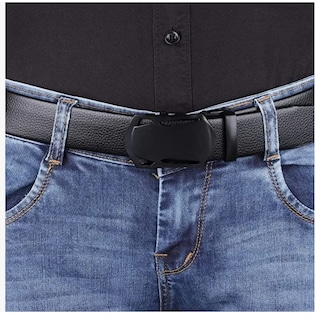 Foto 6 | Cinturon Negro Hombre Elegante Cuero Hebilla Automática 2pz