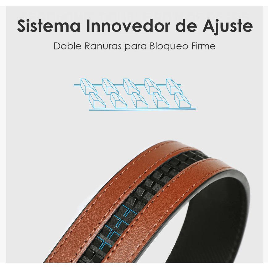 Foto 4 pulgar | Cinturón Hombre Cuero Hebilla Automática Vestir Ajustable