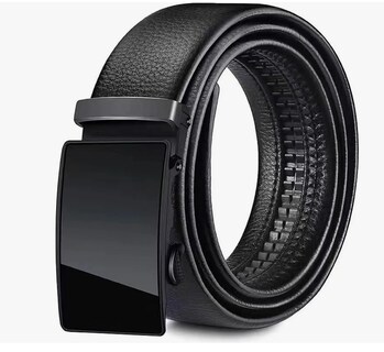 Foto 1 | Cinto Negro De Elegante Cuero Hombre, Hebilla Automática