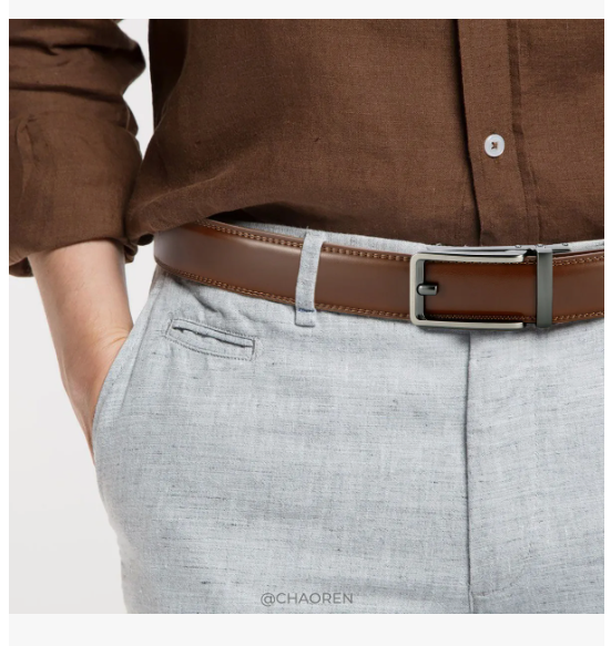Foto 3 | Cinturón Hombre Cuero Vestir Cinto Caballero Hebilla Ajustable Cortable Color Marrón Talla 115
