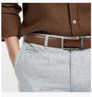 Foto 3 | Cinturón Hombre Cuero Vestir Cinto Caballero Hebilla Ajustable Cortable Color Marrón Talla 115