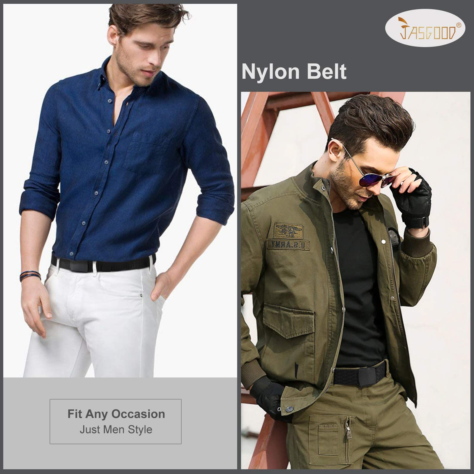 Foto 4 | Cinturón Jasgood De Nailon Militar Táctico Para Hombre, Paquete De 2 Unidades, C-negro+negro - Venta Internacional.
