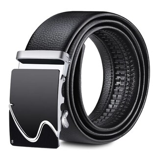Foto 1 | Cinto Negro De Elegante Cuero Hombre, Hebilla Automática. Eo Safe Imports Esi-19364 Negro