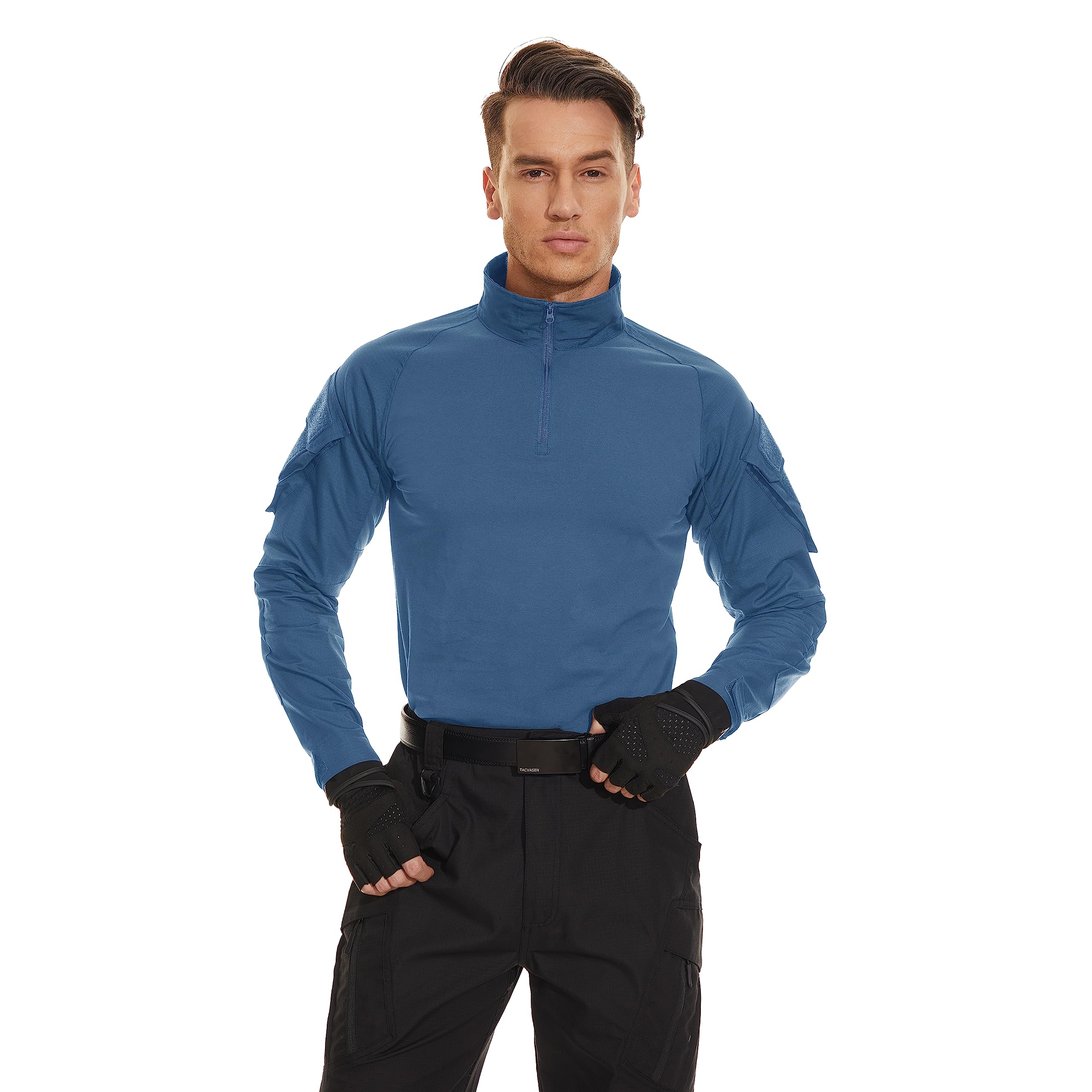 Foto 2 | Camisa Táctica Tacvasen Para Hombre Manga Larga Azul Gris Xl - Venta Internacional.