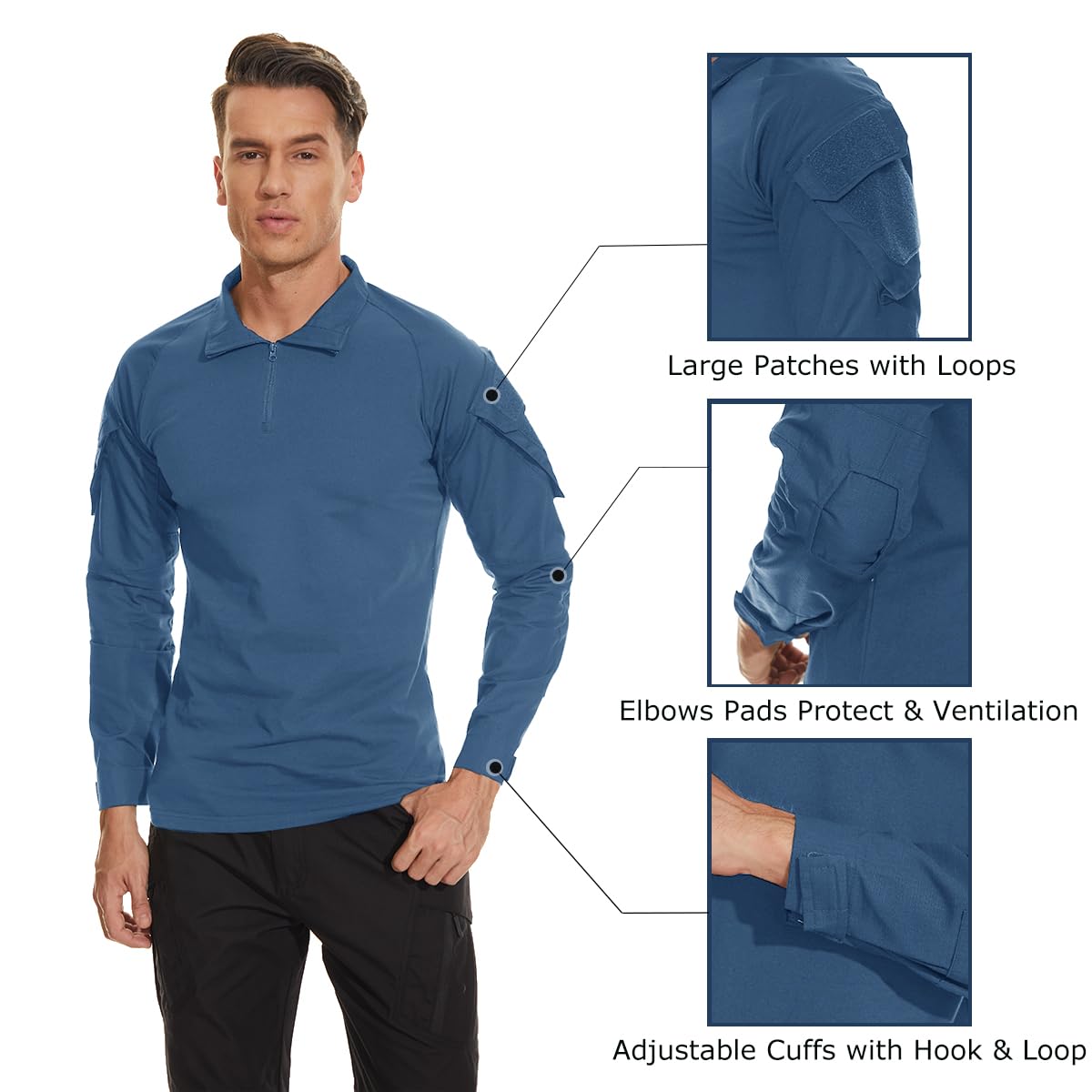 Foto 8 pulgar | Camisa Táctica Tacvasen Para Hombre Manga Larga Azul Gris Xl - Venta Internacional.