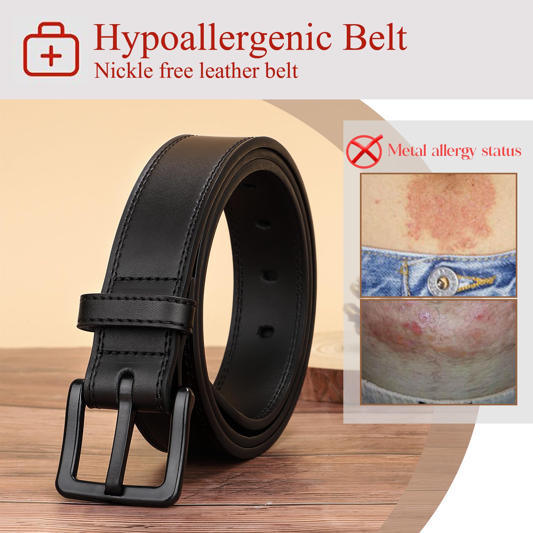 Foto 5 pulgar | Cinturón Xzqtive De Piel Libre De Metales Hipoalergénico Para Hombre - Venta Internacional.