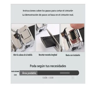 Foto 4 | Cinto Negro De Elegante Cuero Hombre, Hebilla Automática. Eo Safe Imports Esi-19365 Negro