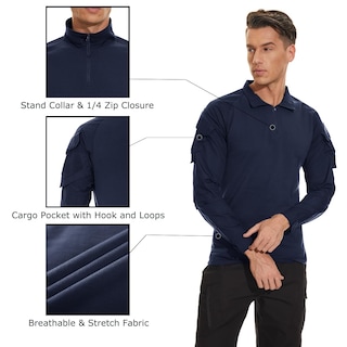Foto 5 | Camisa Tacvasen Army Para Hombre De Manga Larga Táctica Azul Marino L - Venta Internacional.