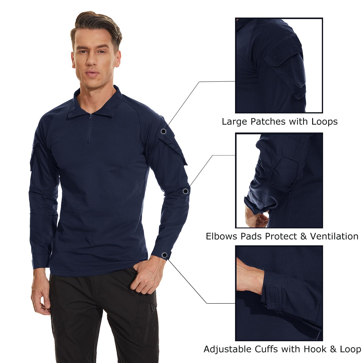 Foto 7 pulgar | Camisa Tacvasen Army Para Hombre De Manga Larga Táctica Azul Marino L - Venta Internacional.