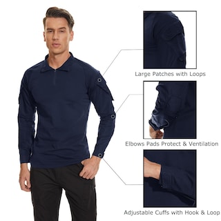 Foto 6 | Camisa Tacvasen Army Para Hombre De Manga Larga Táctica Azul Marino L - Venta Internacional.