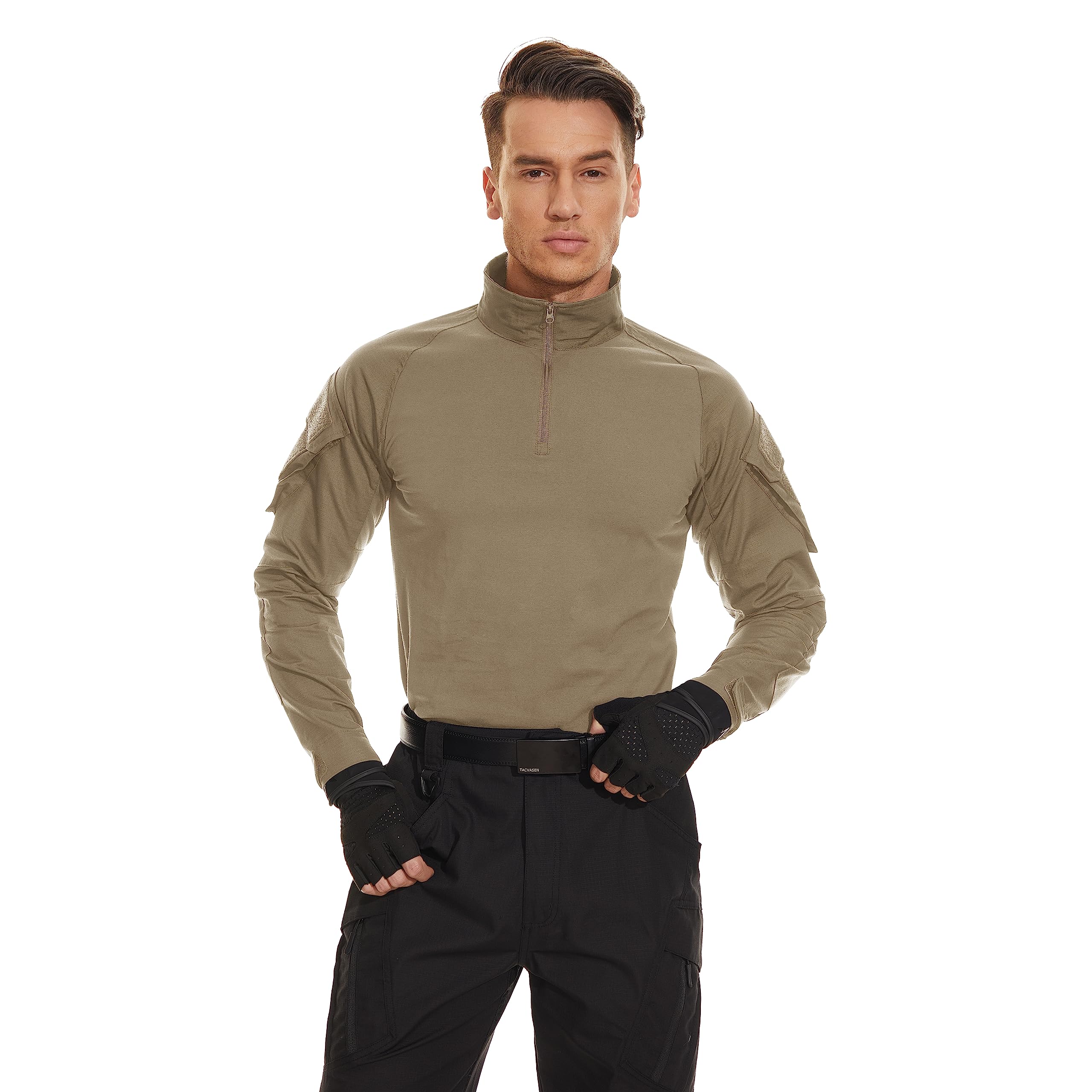 Foto 3 pulgar | Camisa Militar Tacvasen De Manga Larga Táctica Caqui Para Hombre - Venta Internacional.