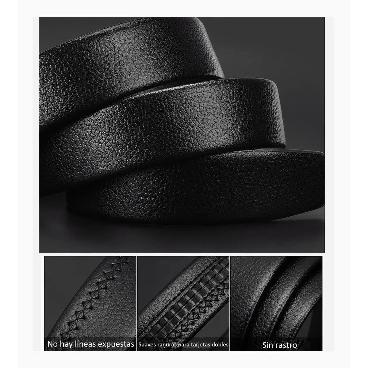Foto 4 pulgar | Cinto De Cuero P/hombre C/hebilla Automática Talla 120cm. Eo Safe Imports Esi-19355 Color Negro