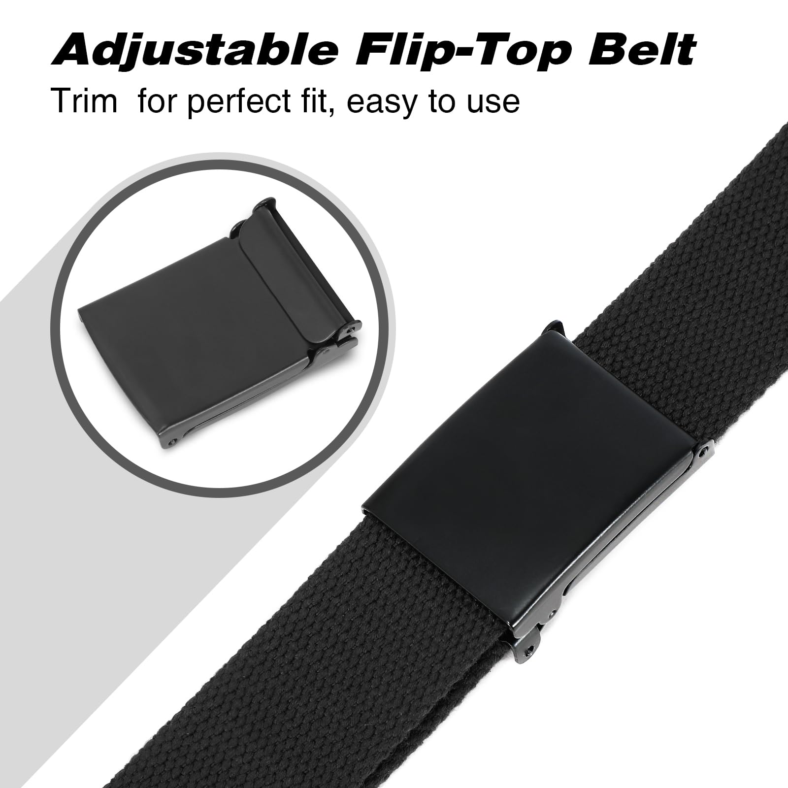 Foto 4 pulgar | Cinturón De Tela Whippy Con Tapa Abatible Negra Con Hebilla Militar, Paquete De 2 - Venta Internacional.
