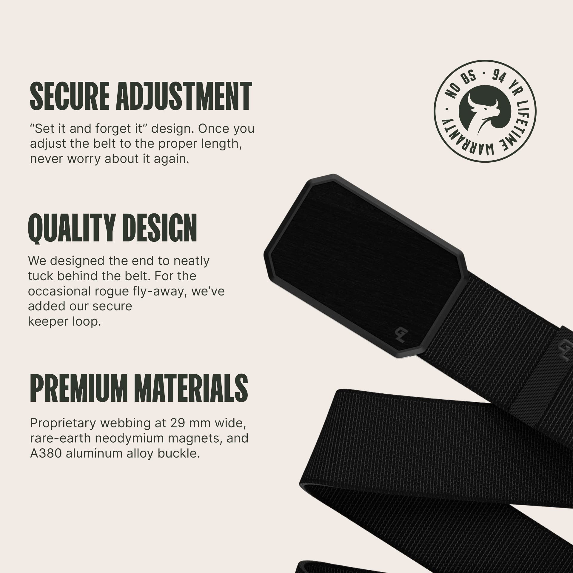 Foto 3 pulgar | Cinturón Belt Groove Life Groove De Nailon Elástico Negro/negro Para Hombre - Venta Internacional.