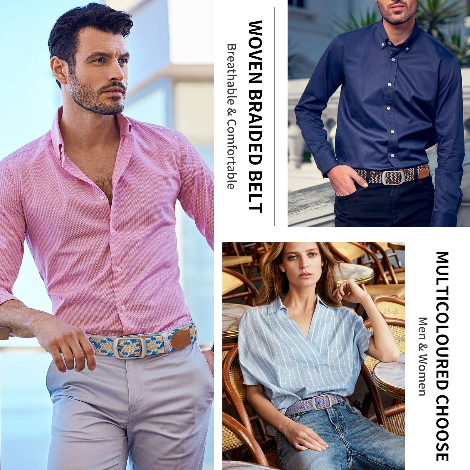 Foto 4 pulgar | Cinturón Trenzado Xzqtive Para Hombre Y Mujer Multicolor - Venta Internacional.