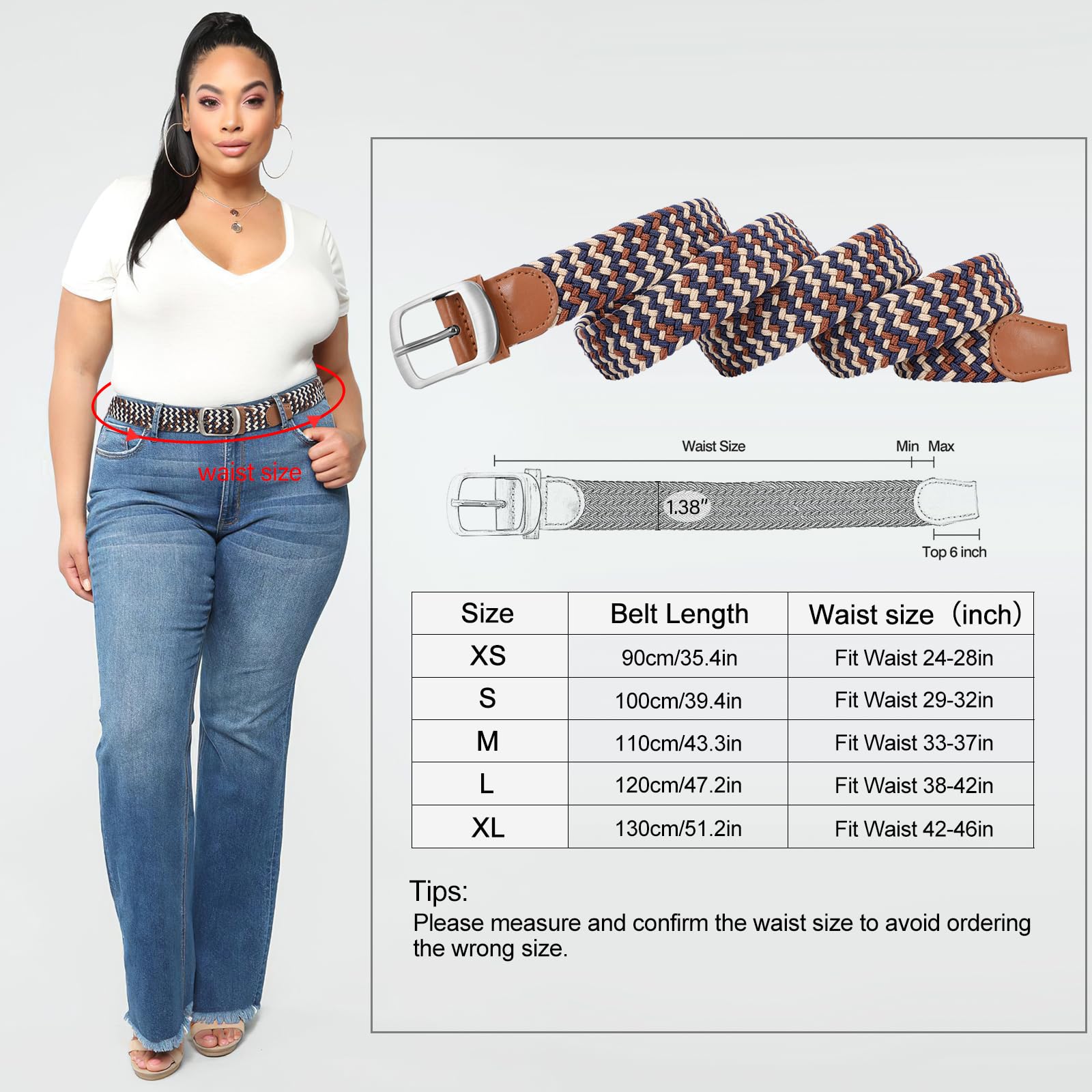 Foto 4 | Cinturón Trenzado Xzqtive Para Hombre Y Mujer Multicolor - Venta Internacional.