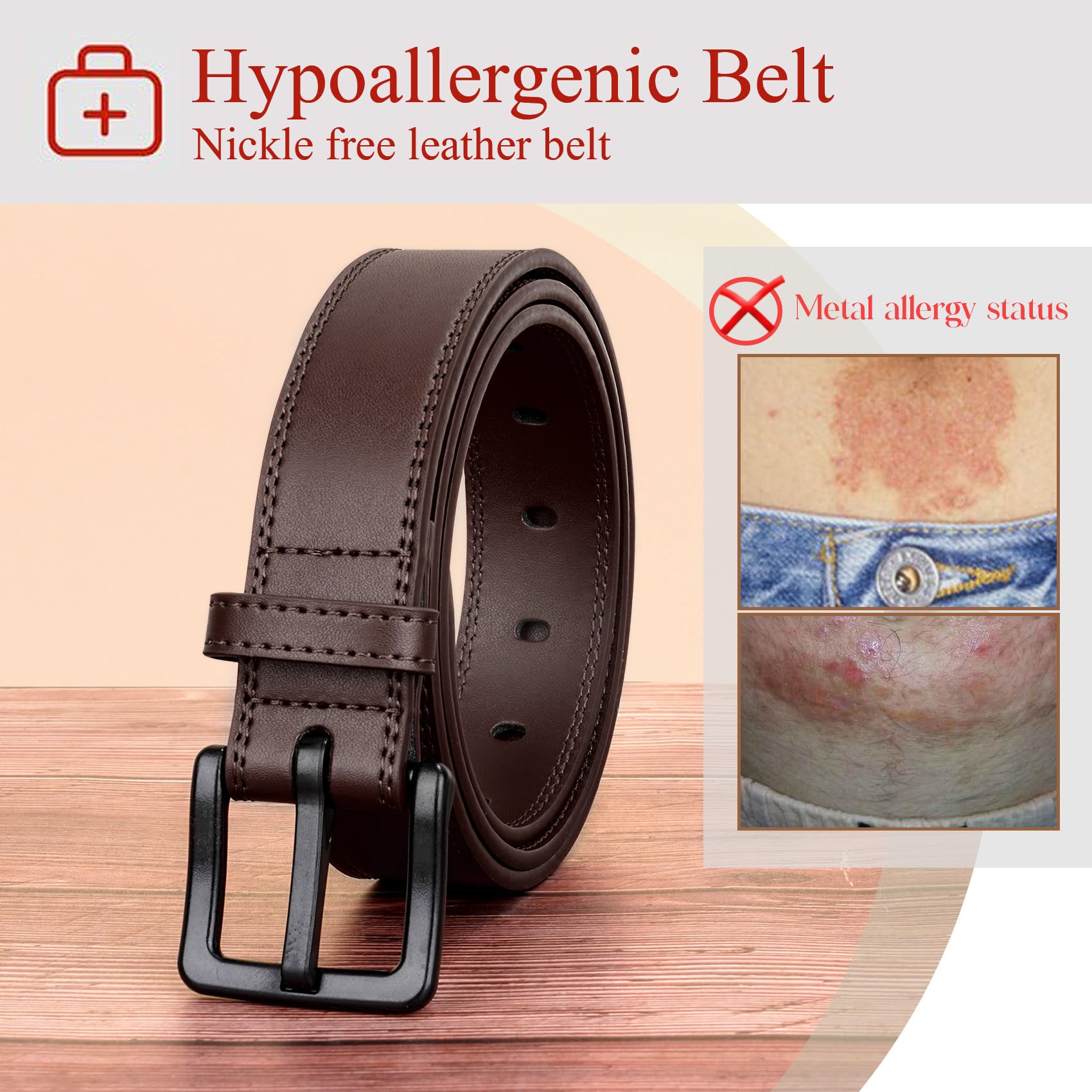 Foto 5 pulgar | Cinturón Xzqtive De Piel Libre De Metales Hipoalergénico Para Hombre - Venta Internacional.