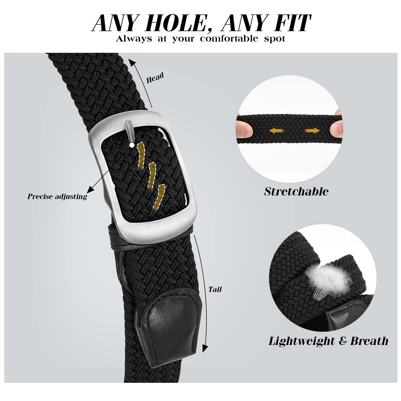 Foto 5 pulgar | Cinturón Trenzado Xzqtive Para Hombre Y Mujer Multicolor - Venta Internacional.
