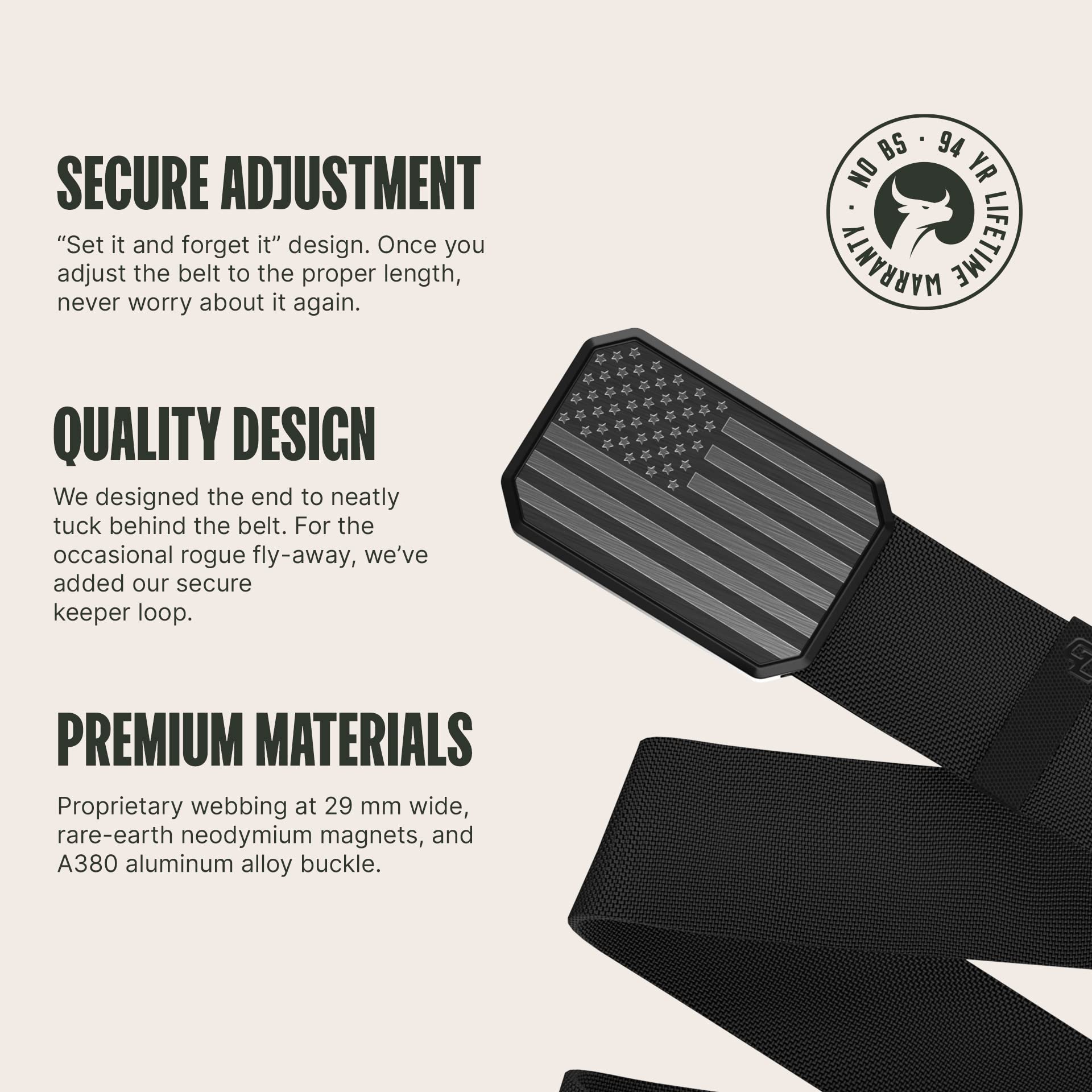 Foto 2 | Belt Groove Life Hero Groove Flag Negro/negro Para Hombre - Venta Internacional.