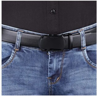 Foto 6 | Cinturon Negro Hombre Elegante Cuero Hebilla Automática 2pz