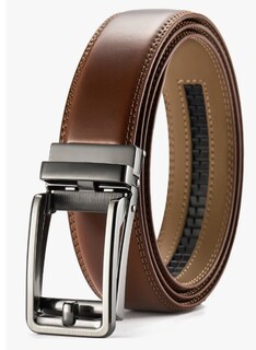 Foto 1 | Cinturón Hombre Cuero Vestir Cinto Caballero Hebilla Ajustable Cortable Color Marrón Talla 115