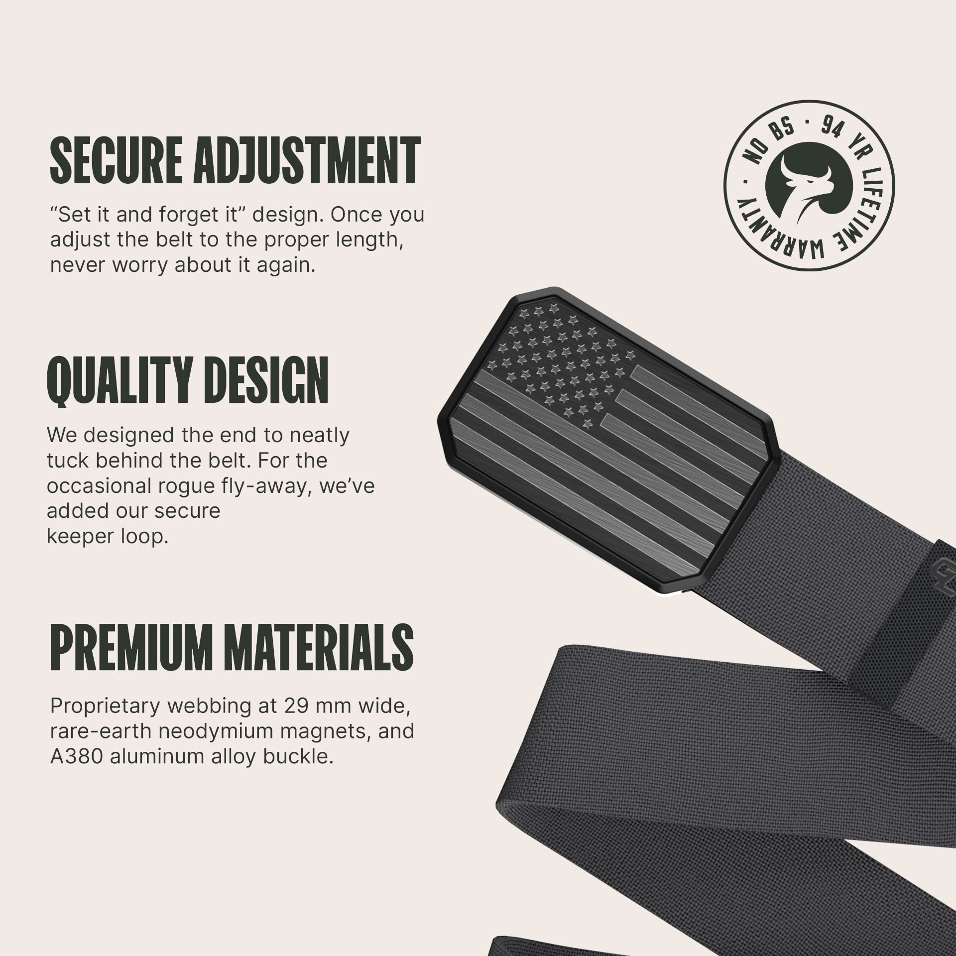 Foto 3 pulgar | Bandera Belt Groove Life Hero Groove Para Hombre, Color Negro/piedra Profunda - Venta Internacional.