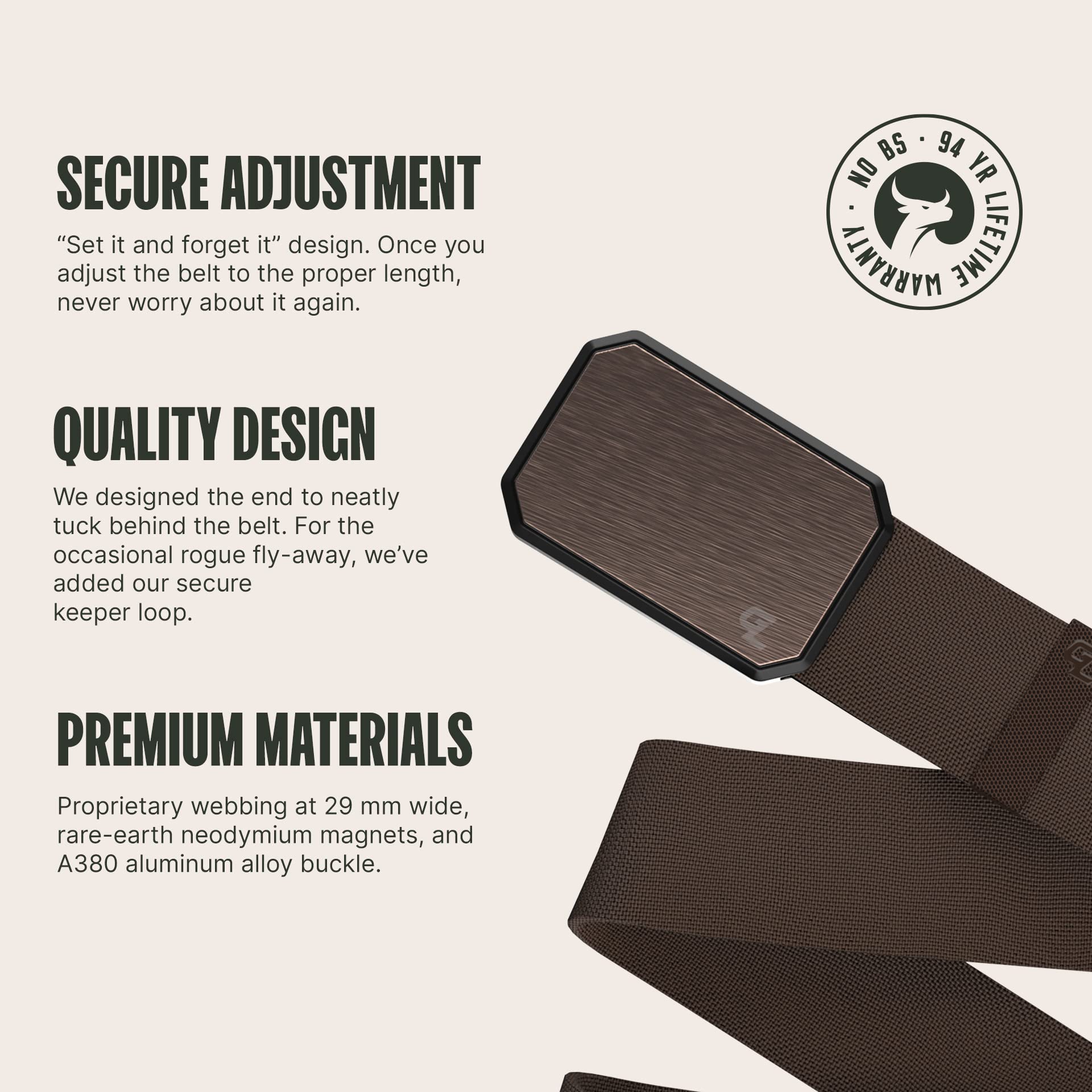 Foto 3 pulgar | Cinturón Belt Groove Life Groove De Nailon Elástico Para Hombre, Color Bronce/marrón - Venta Internacional.