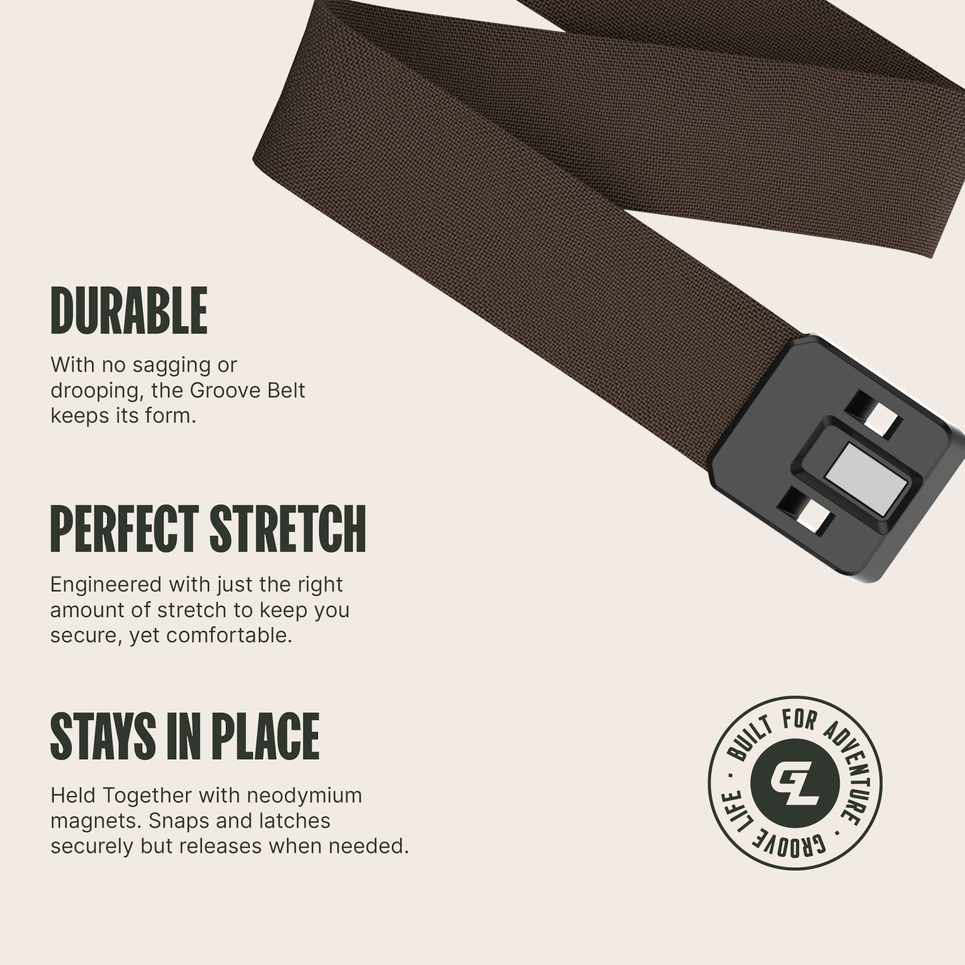 Foto 4 pulgar | Cinturón Belt Groove Life Groove De Nailon Elástico Para Hombre, Color Bronce/marrón - Venta Internacional.