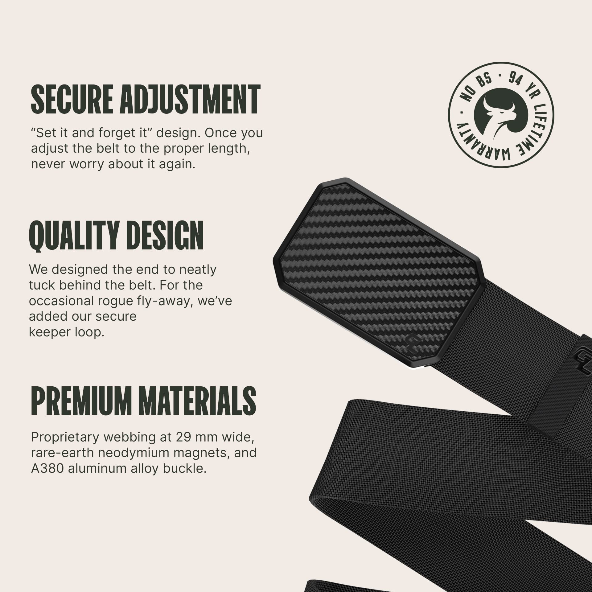 Foto 3 pulgar | Belt Groove Life Groove De Fibra De Carbono/nailon Negro Para Hombre - Venta Internacional.