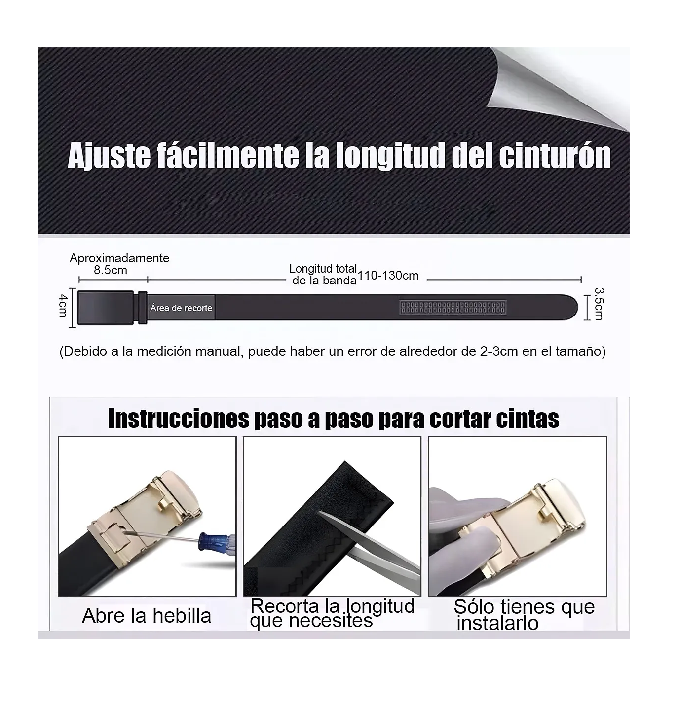 Foto 5 pulgar | Cinto para Hombre Cuero Pu 2 Piezas