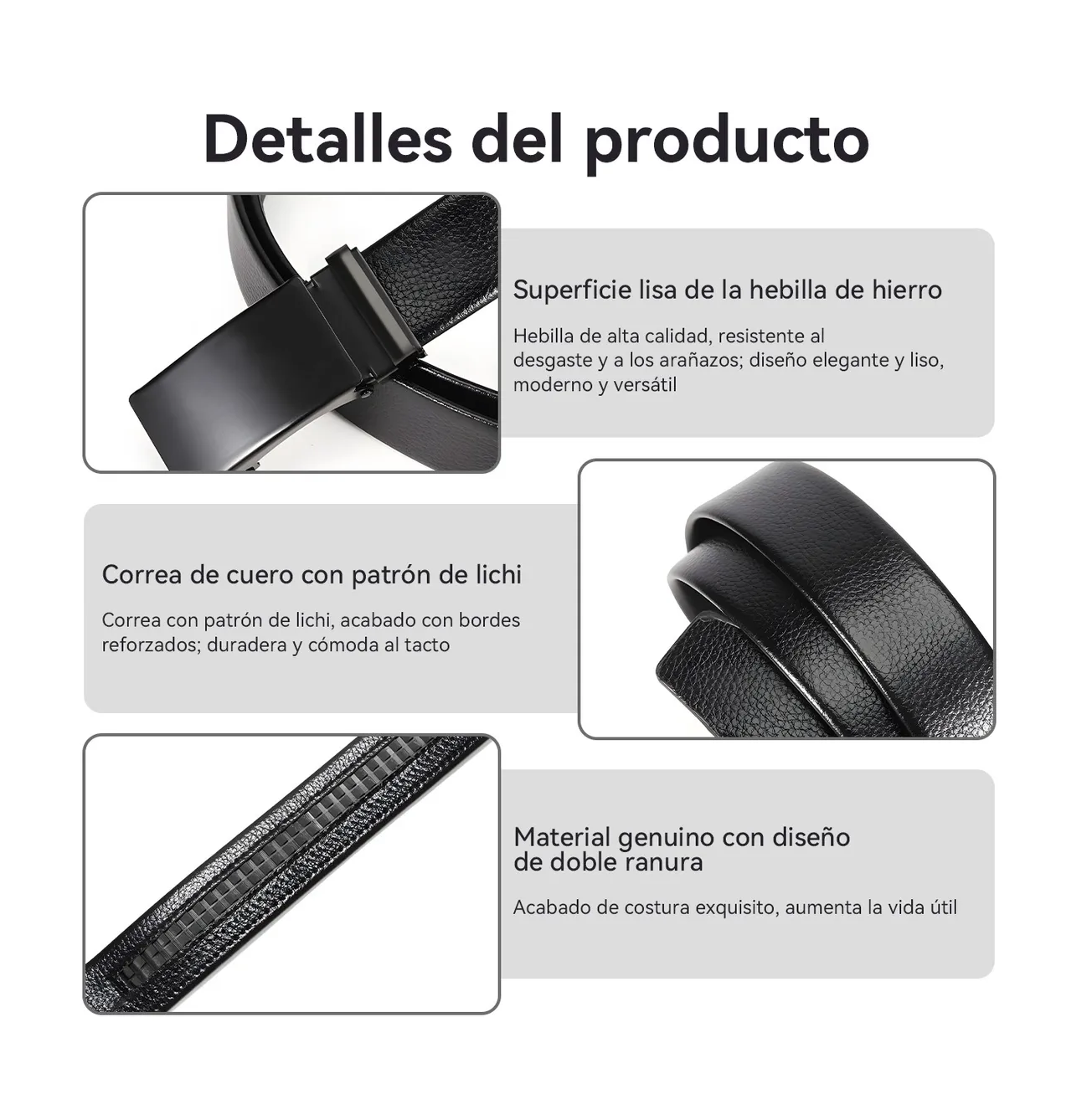 Foto 6 pulgar | Cinto para Hombre Cuero Pu 2 Piezas