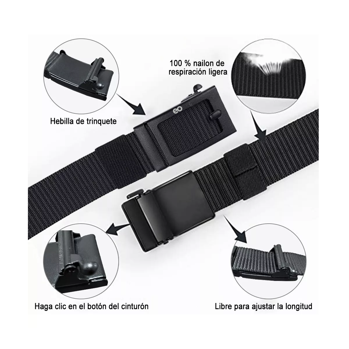 Foto 2 | Cinturones Tácticos De Nailon Ajustables 125cm 2pzs Eo Safe Imports Esi-6237-1 Negro
