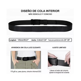 Foto 3 | Cinturones Tácticos De Nailon Ajustables 125cm 2pzs Eo Safe Imports Esi-6237-1 Negro
