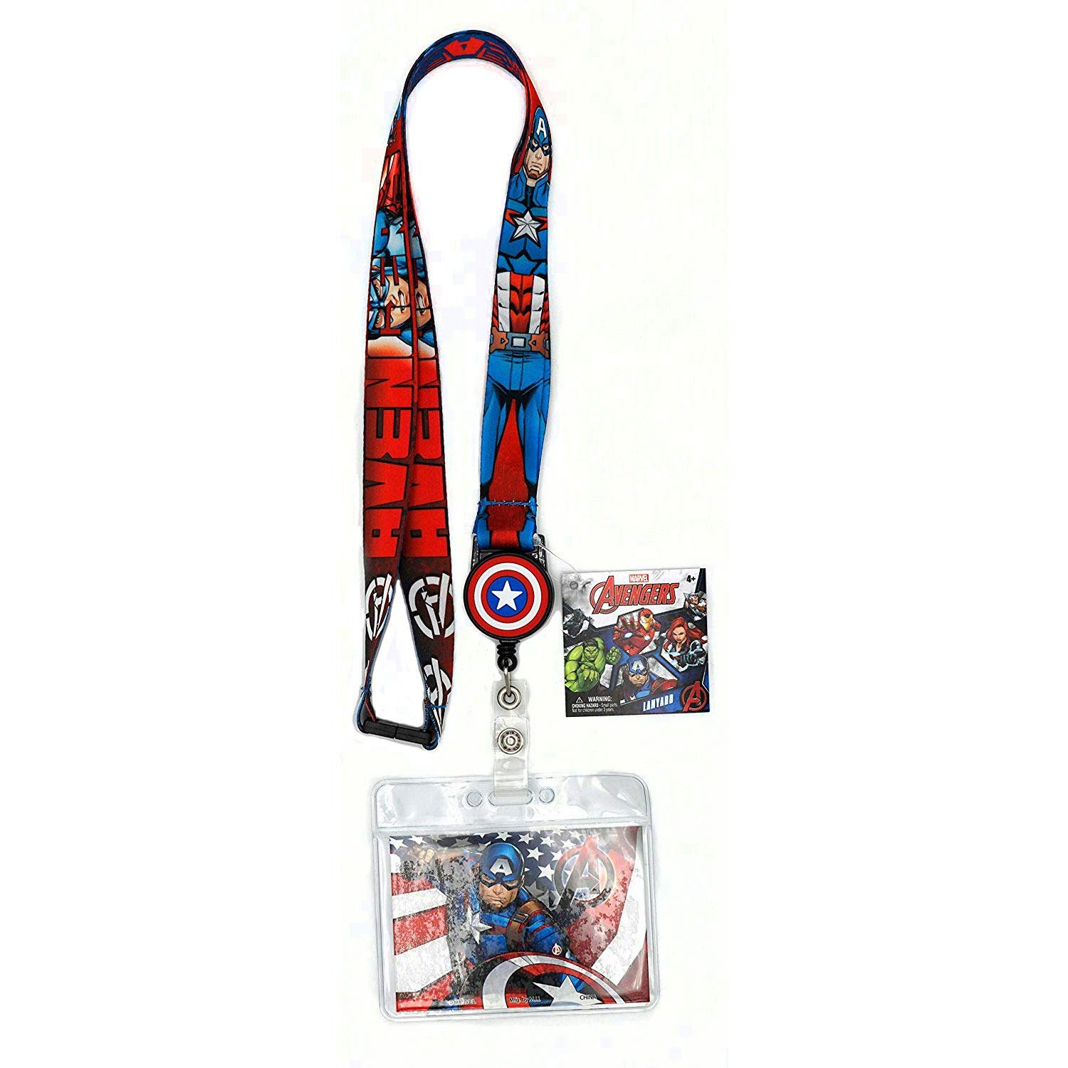 Foto 2 pulgar | Lanyard Marvel Captain America Con Tarjetero Con Cierre De Cremallera - Venta Internacional.