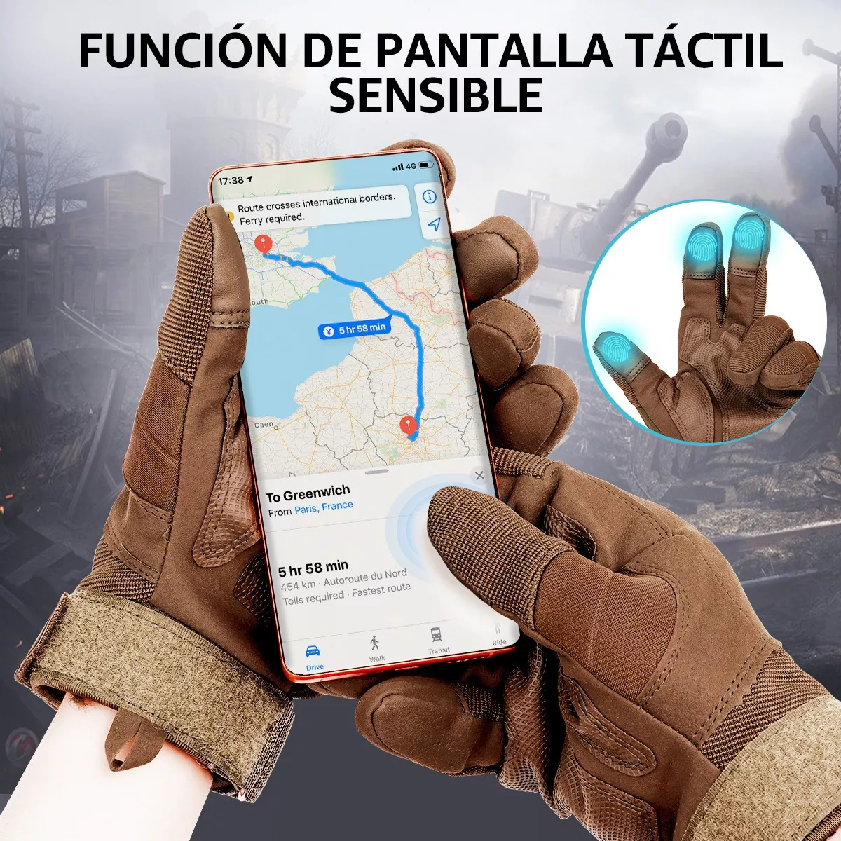 Foto 3 pulgar | Guantes Tacticos Militares para Moto Nudillo Almohadillas Talla G Eo Safe Imports Esi-10673 Beige
