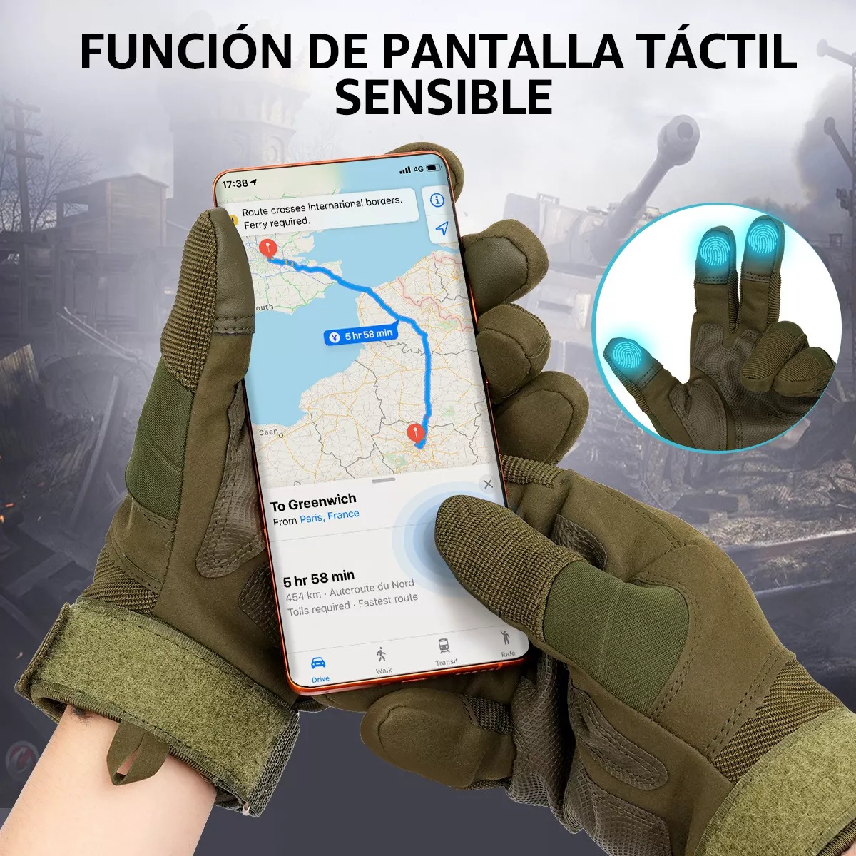 Foto 3 pulgar | Guantes Tácticos Eo Safe Imports Esi10674 Verdes Talla Xl para Motociclista
