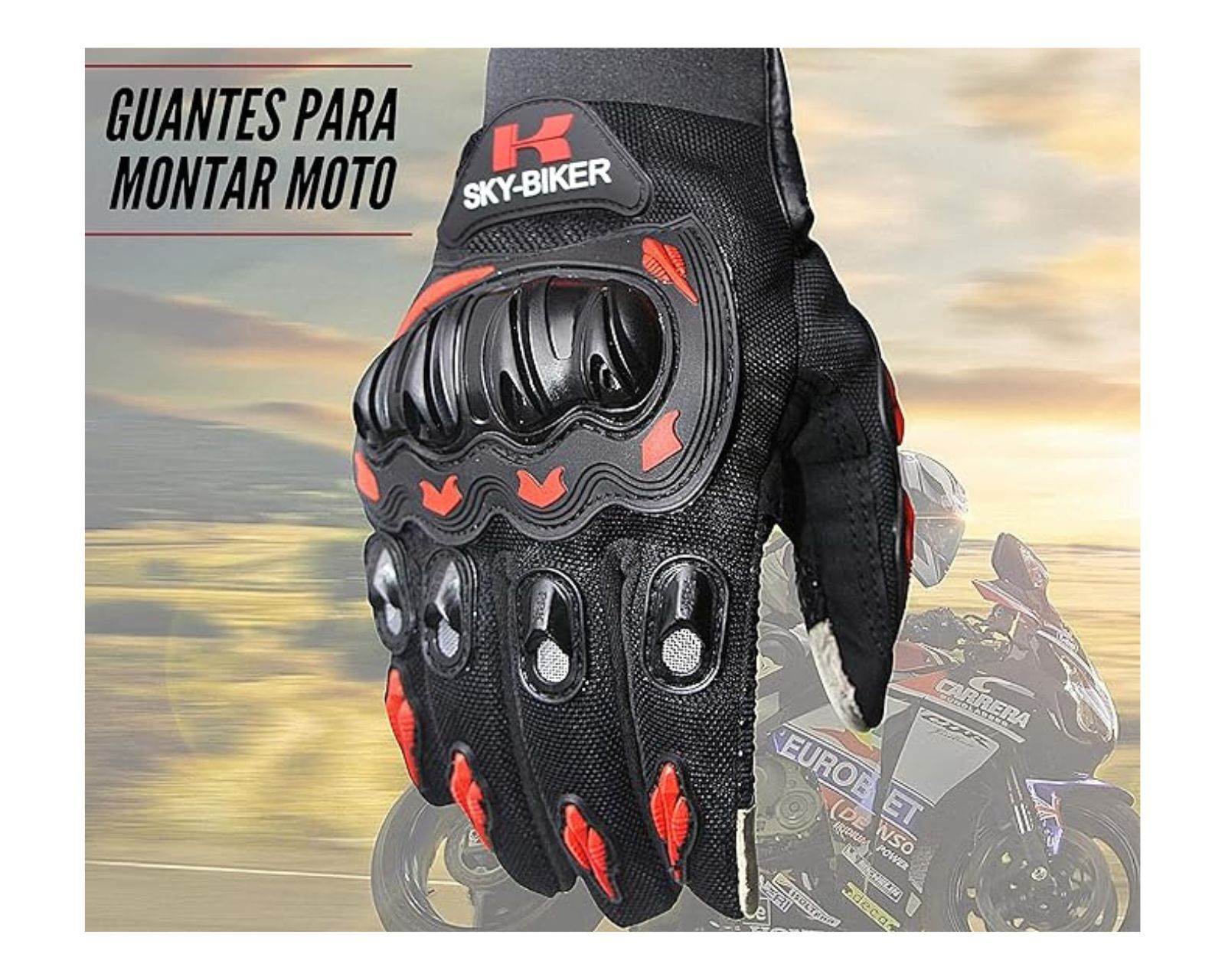 Foto 3 pulgar | Guantes de Motociclista Bluelander Negros Hanylish Antideslizantes y Cómodos