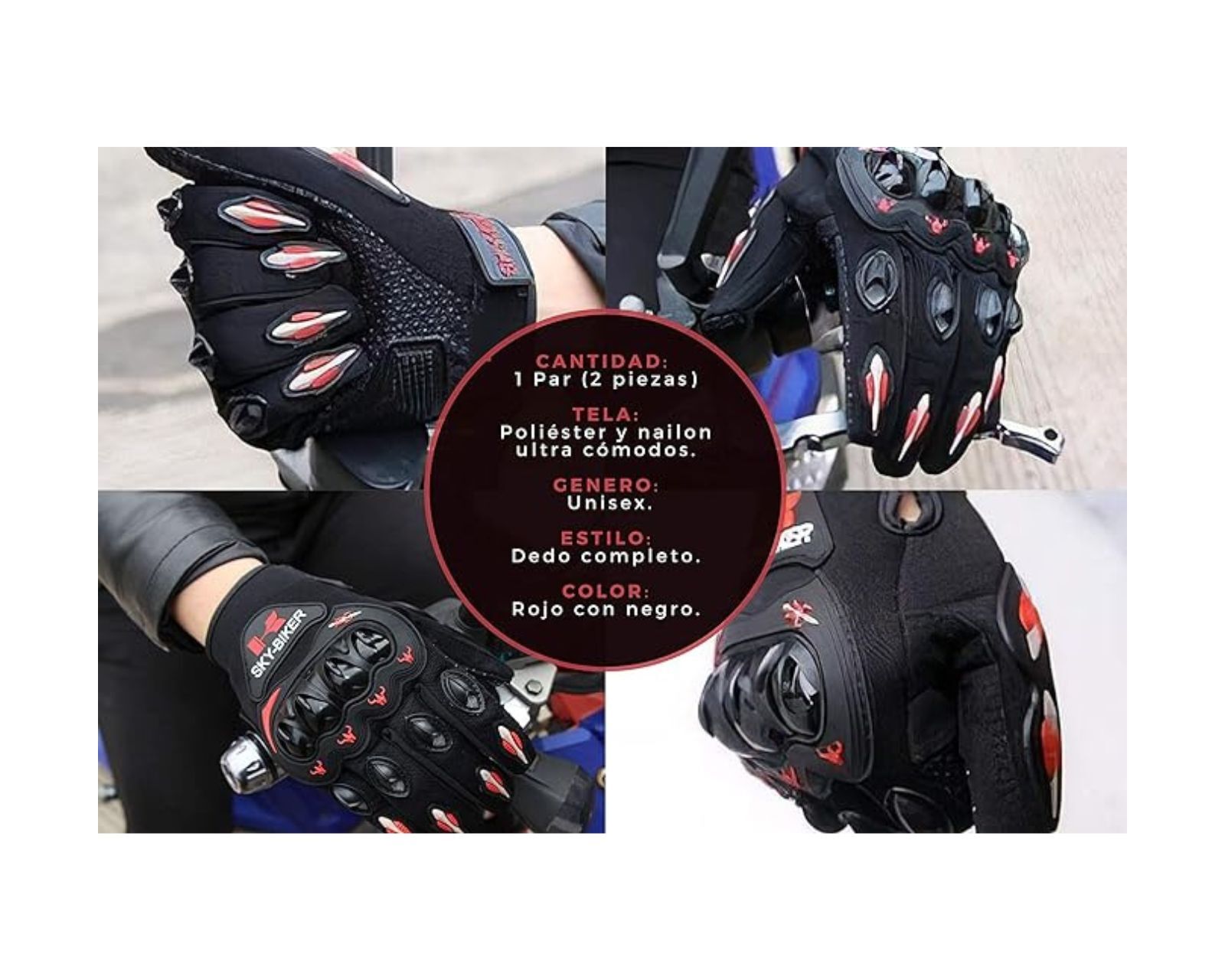 Foto 6 pulgar | Guantes de Motociclista Bluelander Negros Hanylish Antideslizantes y Cómodos