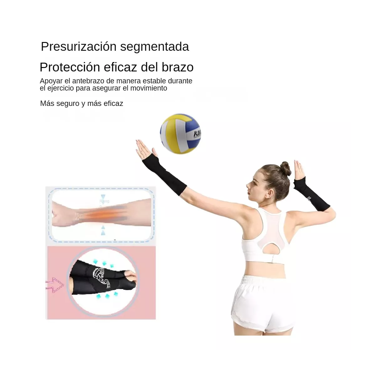 Foto 2 | Mangas Deportivas para Voleibol para Mujer Eo Safe Imports Color Negro