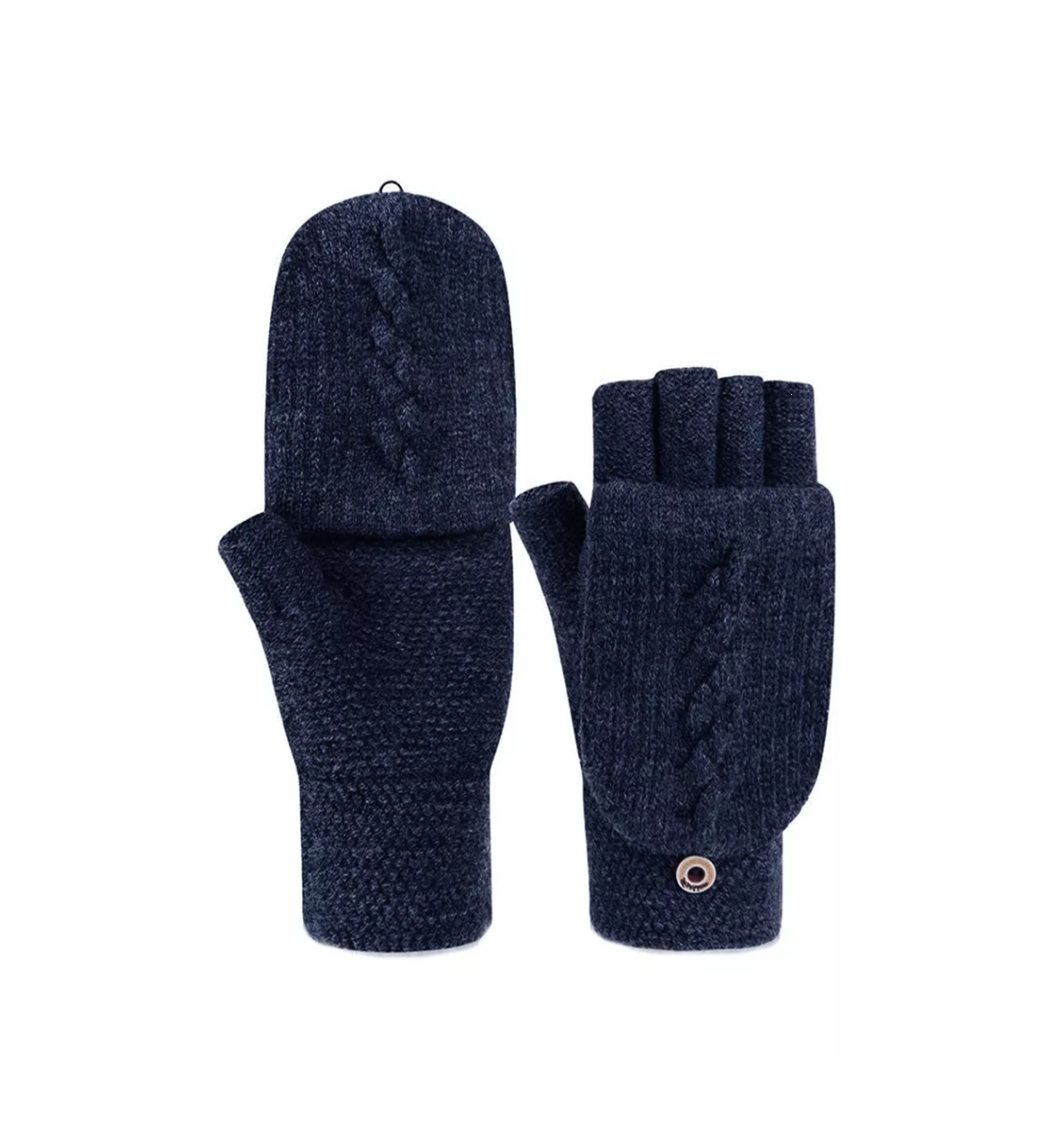 Foto 2 pulgar | Guantes Tejidos Belug Azul Marino Dedos Descubiertos para Hombre