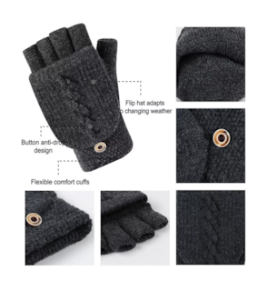 Foto 2 | Guantes Tejidos Belug Gris Oscuro Dedos Descubiertos para Hombre