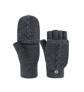 Foto 1 | Guantes Tejidos Invierno Frio Dedos Descubiertos Gris Oscuro para Hombre